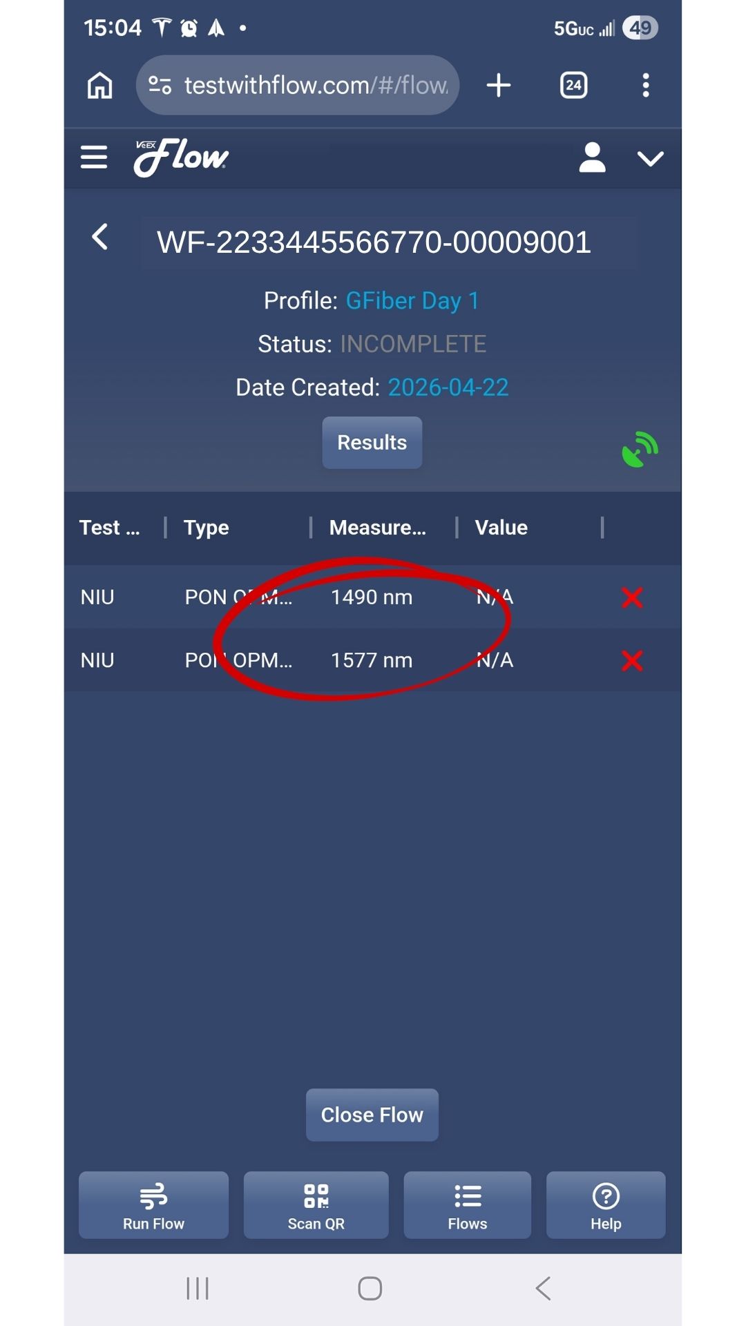 TestWithFlow 1490nm and 1577nm