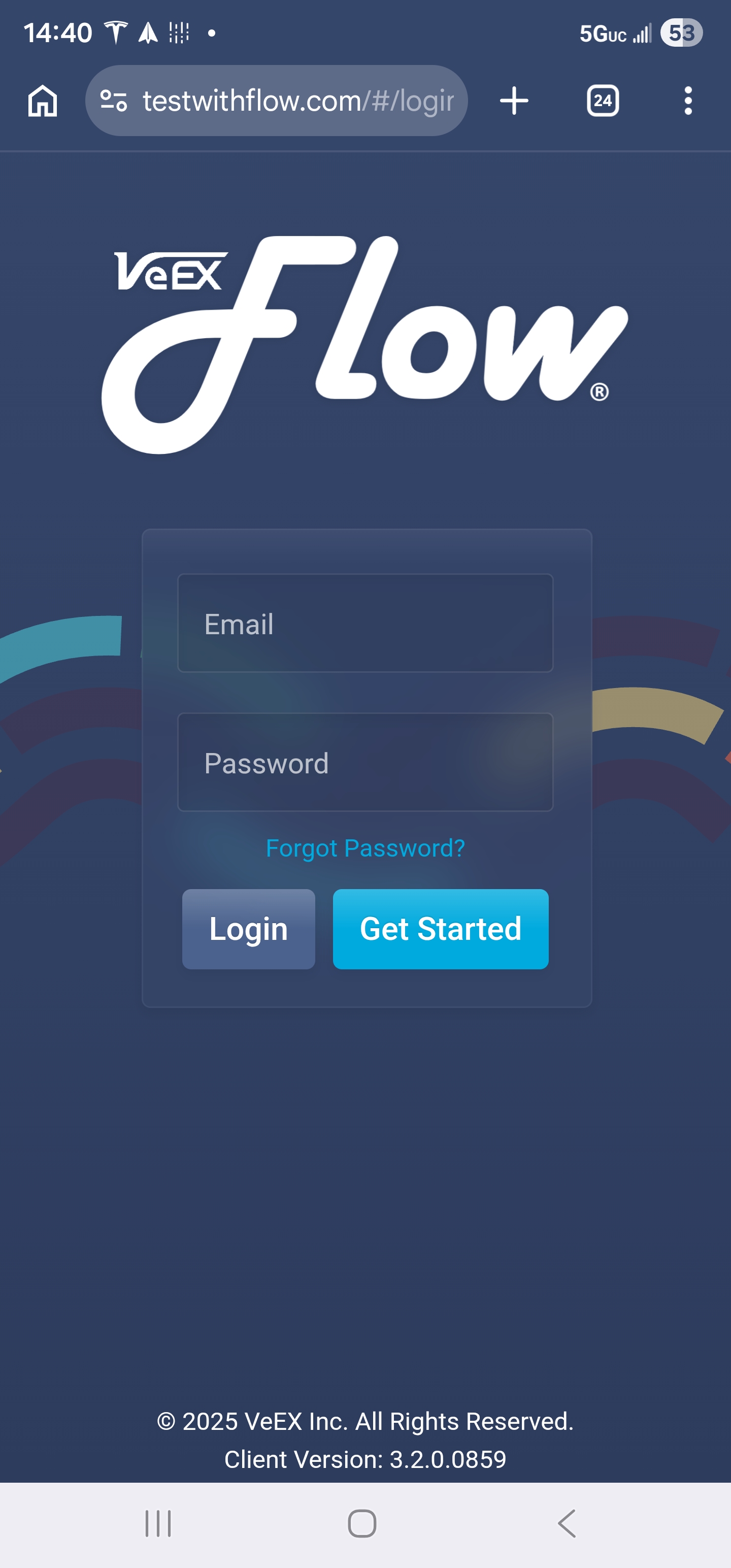 TestWithFlow login screen